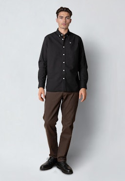 Oxford Stretch Plain L/S Black - Clean Cut Copenhagen