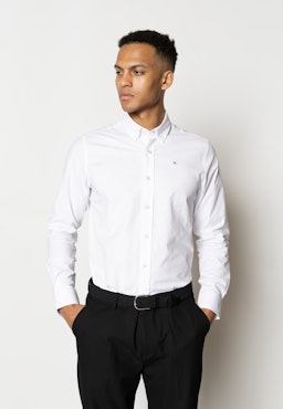 Oxford Stretch Plain L/S White - Clean Cut Copenhagen