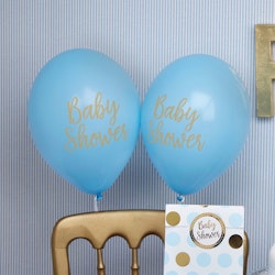 Ballonger, Blå med guld text "Baby Shower", Pattern Works