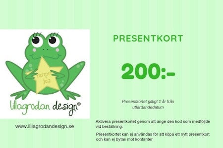 Presentkort LillaGrodan design - valör 200 kr