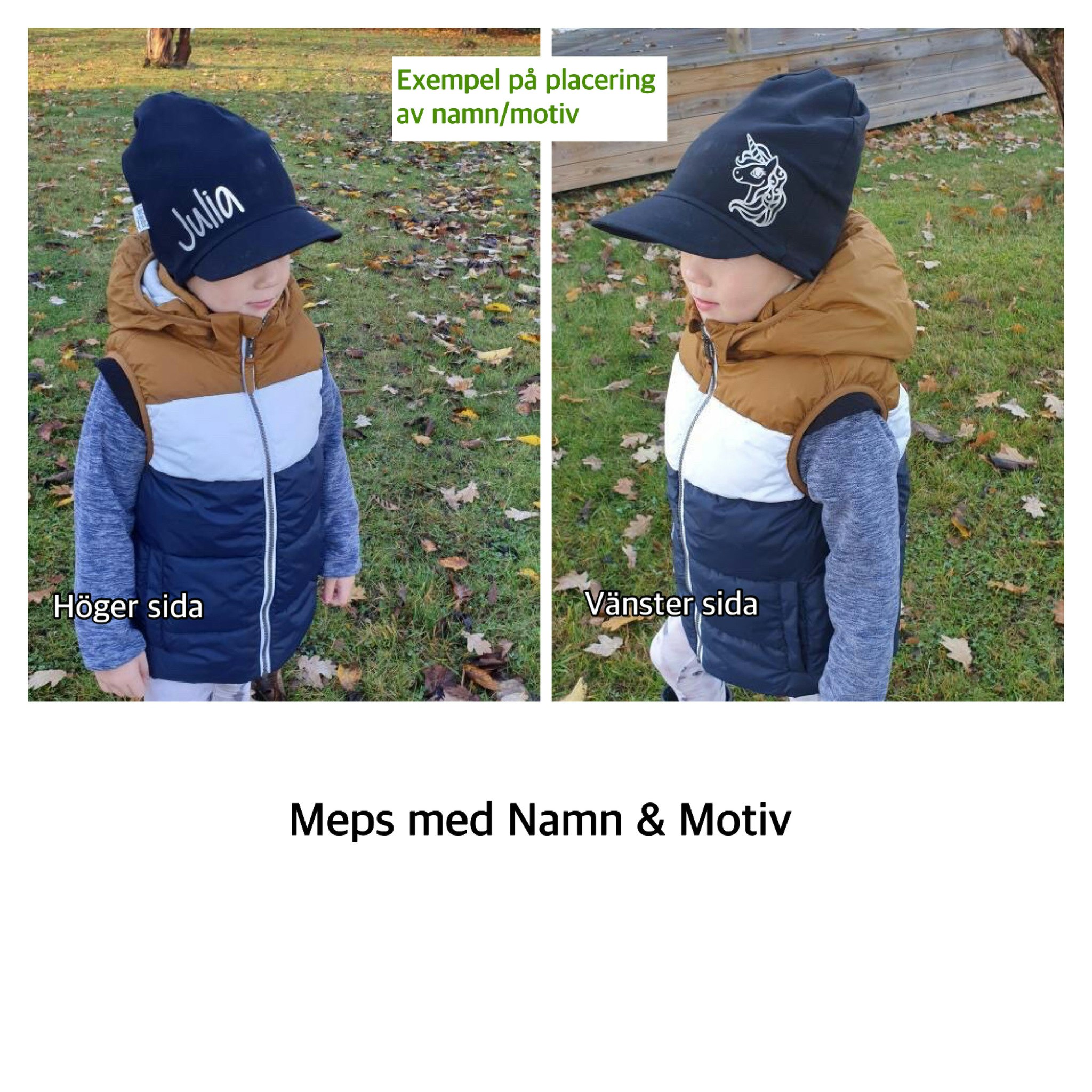 Meps med Namn & Motiv - Eget tygval - LillaGrodan design - färgglada  barnkläder på nätet