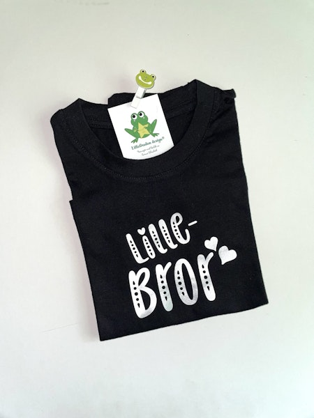 T-shirt Lillebror, svart med silvervinyl