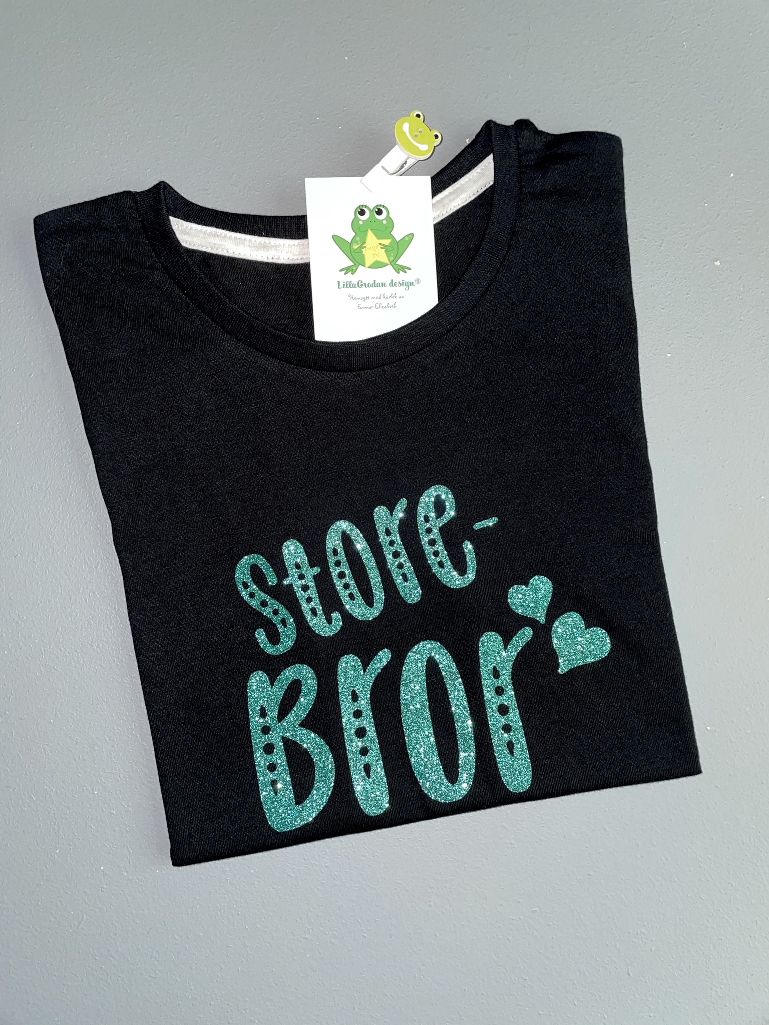 T-shirt Storebror 9-10 år (140) - Glitter Grön, 2:a sort