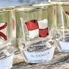 6 snapsglas med signalflaggor och guldkant