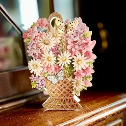 Dubbelt kort med kuvert 3D-motiv ”Blomster”