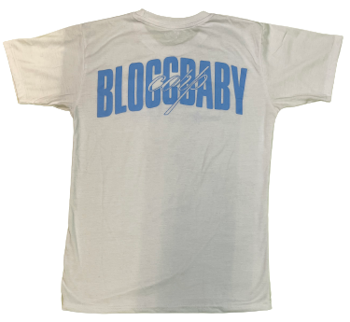 White T-shirt with Blue Text