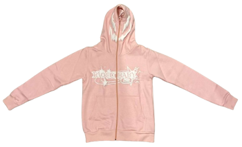 Pink Hoodie with White Text
