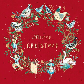 Förpackning med flera julkort med kuvert (10 stycken) - 12 days of Christmas