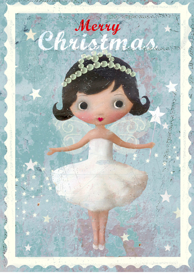 Förpackning med vackra kort med kuvert - Änglalik jul