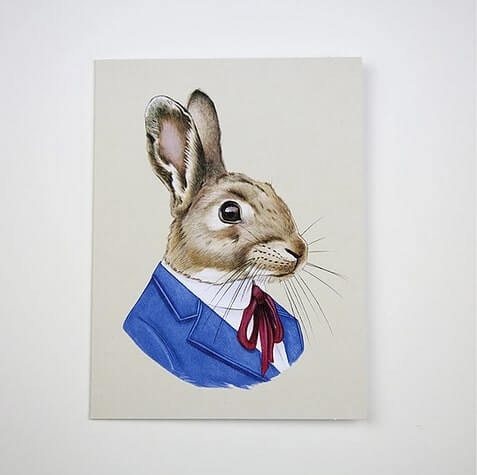 Kort med kuvert - Djurporträtt (Hare)