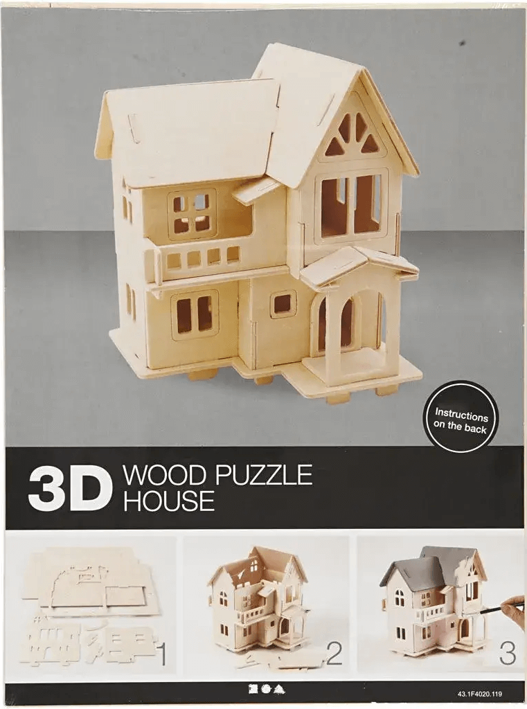 Montera ihop ett dockhus - 3D Konstruktionsfigur - Hus Med Altan