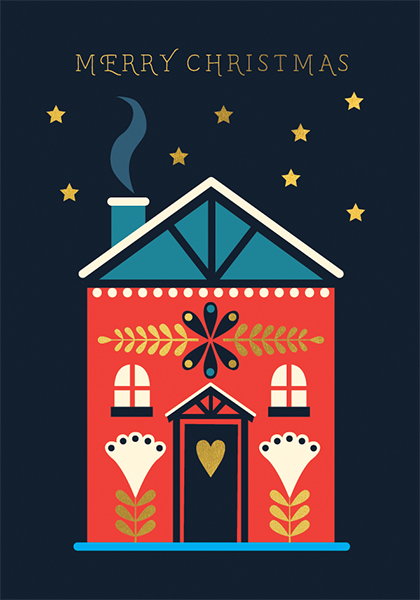 Julkort med kuvert - Juligt hus (Fraktfritt)