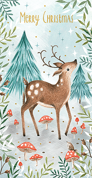 Julkort - Hjort i skogen (Fraktfritt)