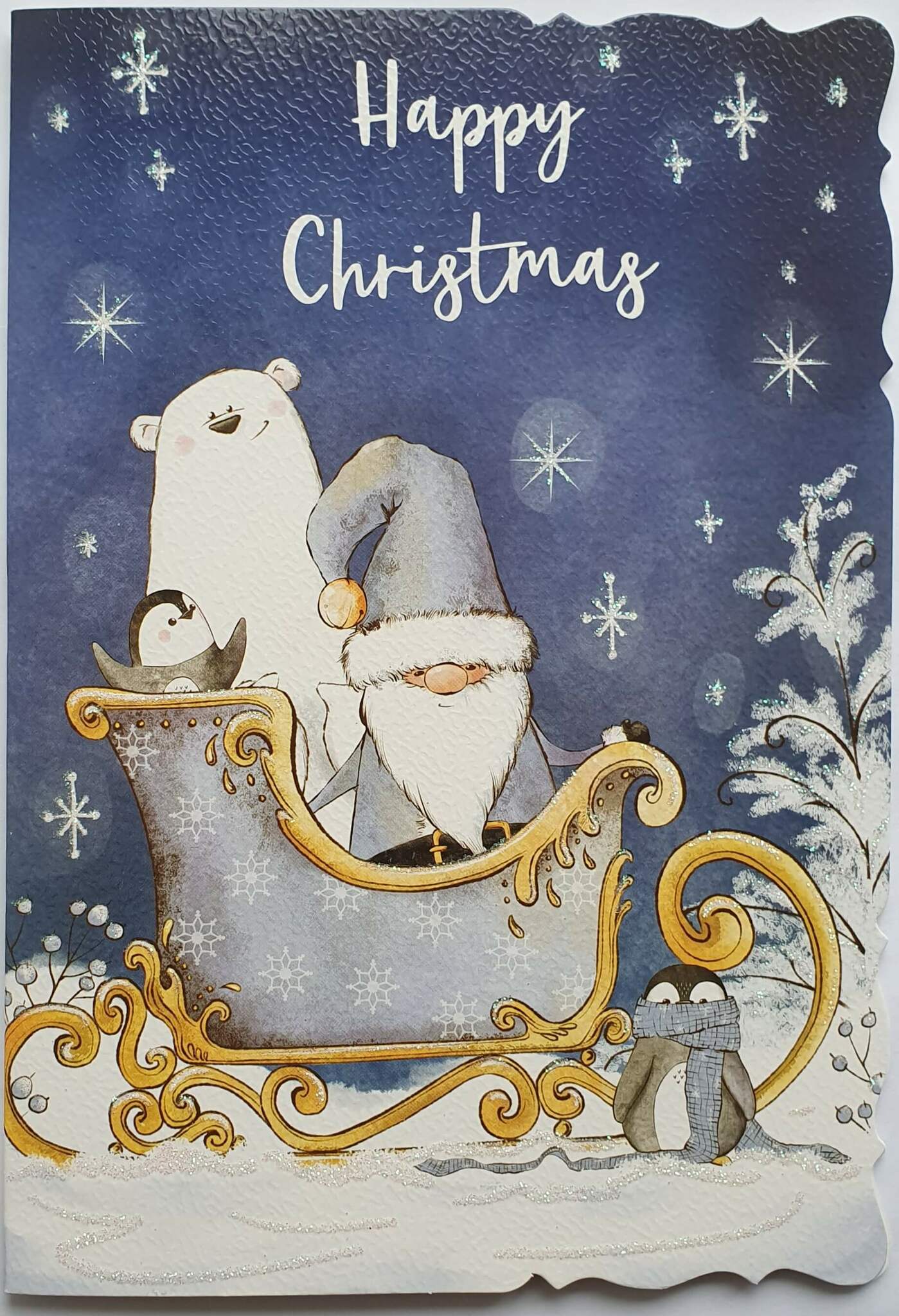 Julkort med kuvert - Tomten, släden och djuren (Fraktfritt)