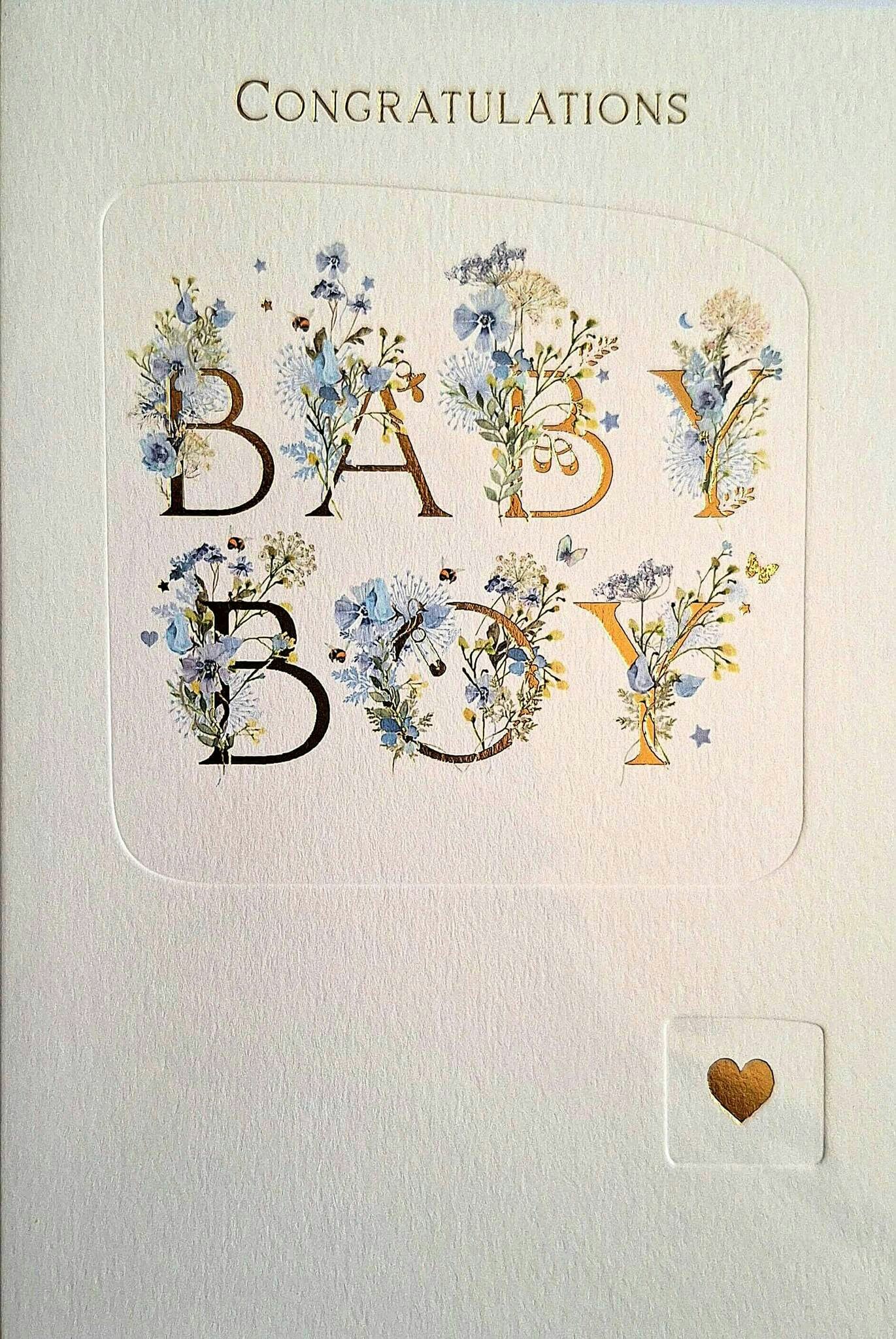 Dubbelt kort med kuvert - Congratulations Baby Boy (Fraktfritt)