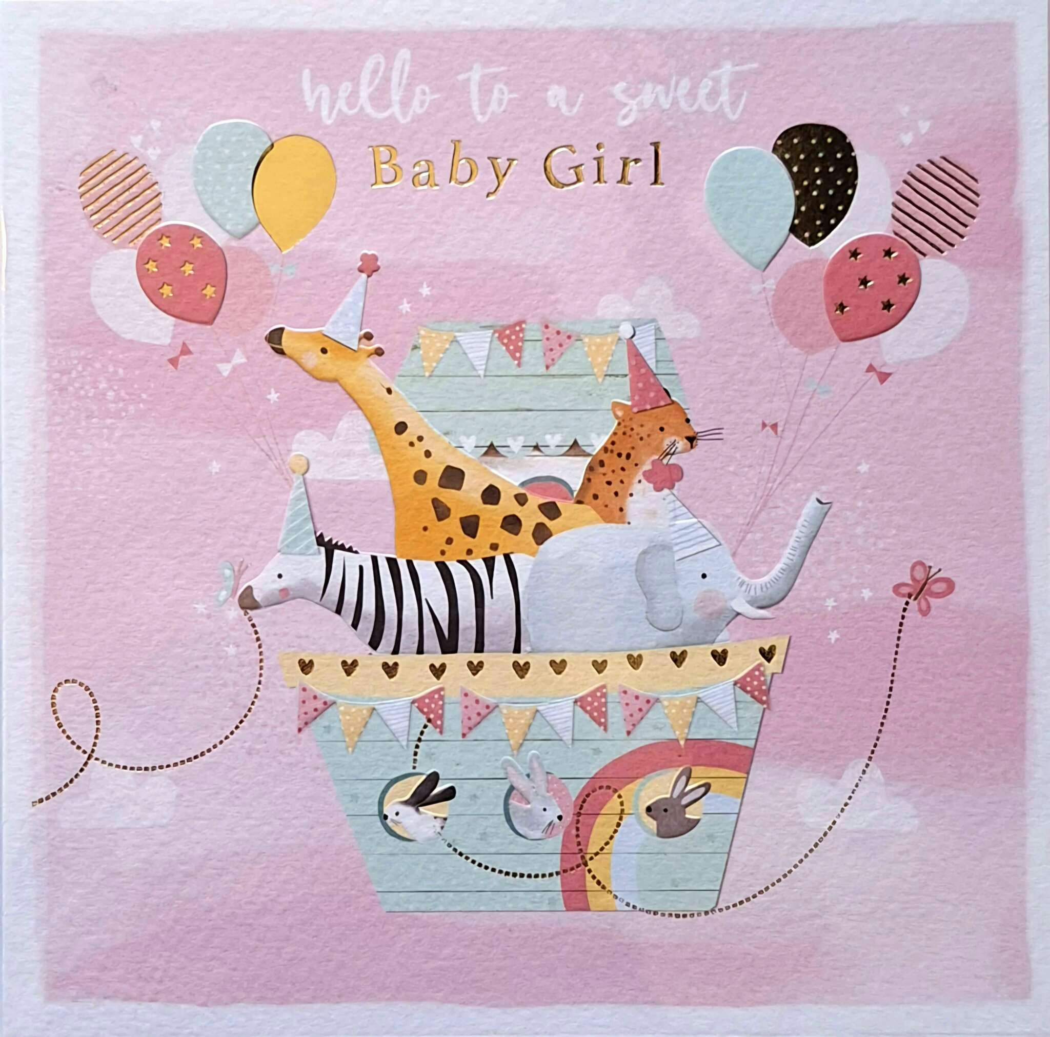 Dubbelt kort med kuvert - Hello Baby Girl (Fraktfritt)