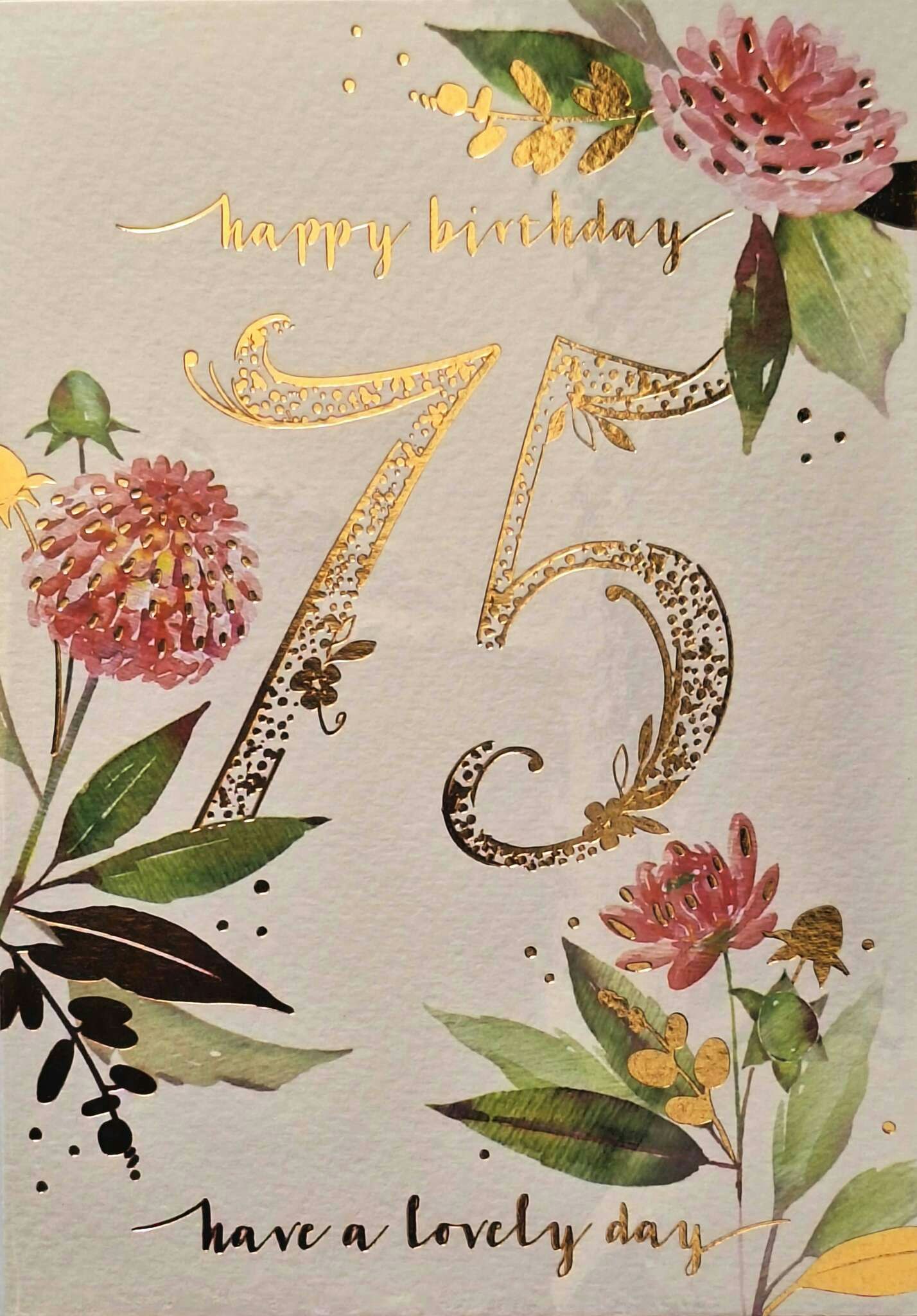 Dubbelt kort med kuvert - 75 år med blommor (Fraktfritt)