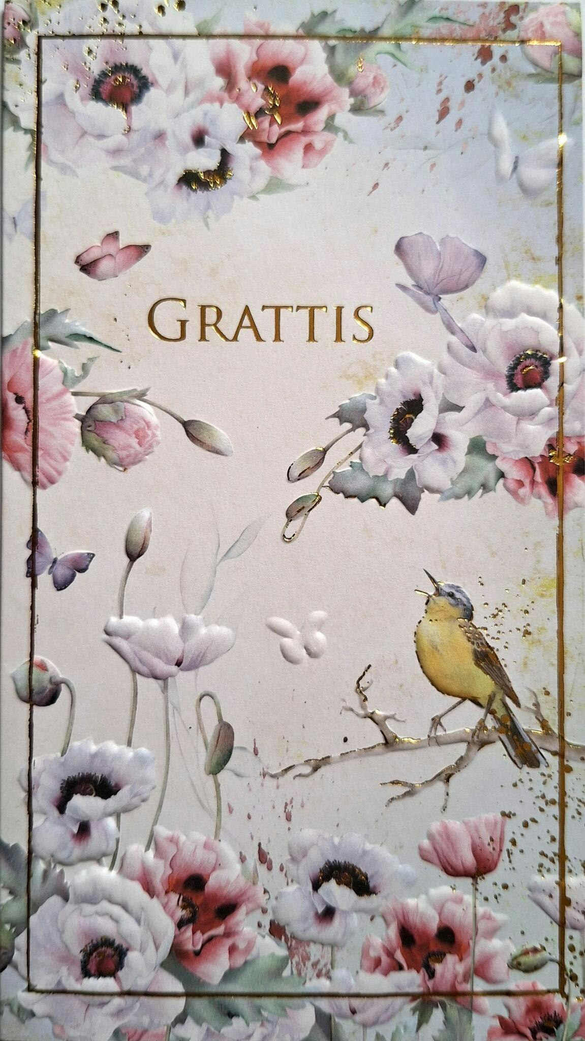 Dubbelt kort med kuvert - Grattis med fågelsång (Fraktfritt)