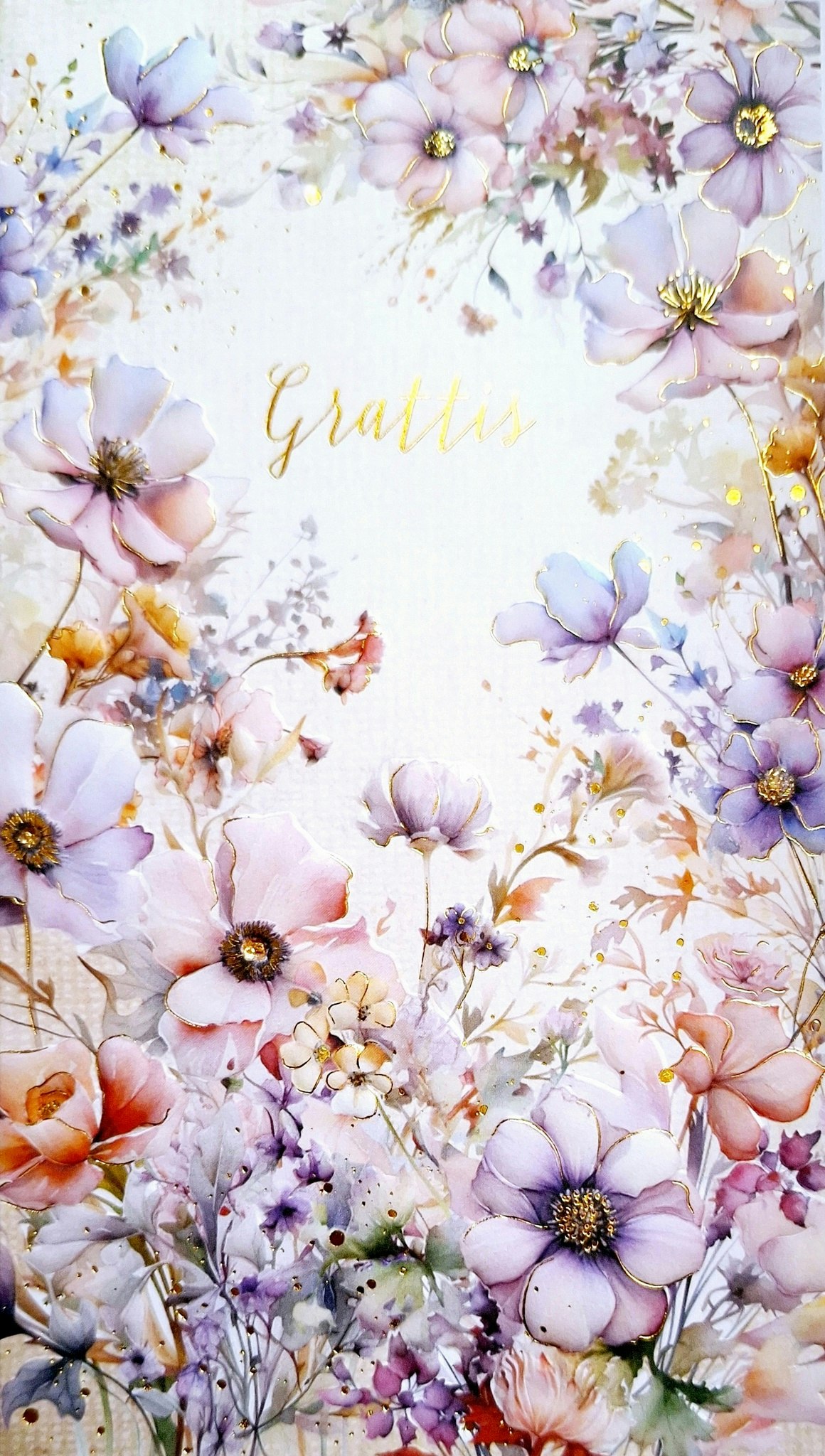 Dubbelt kort med kuvert - Blomstrande grattis (Fraktfritt)