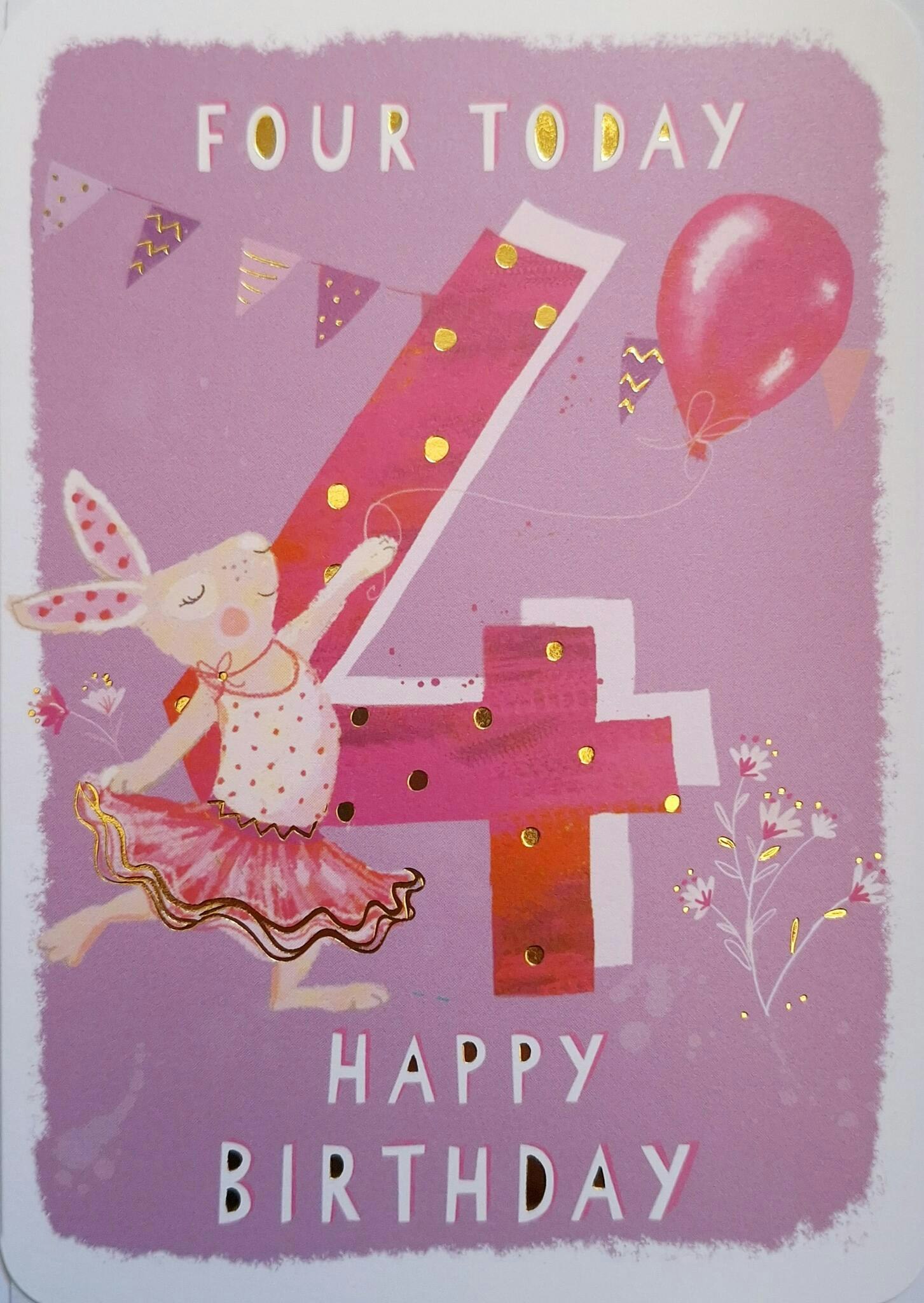 Dubbelt kort med kuvert - 4 år - Ballerina (Fraktfritt)