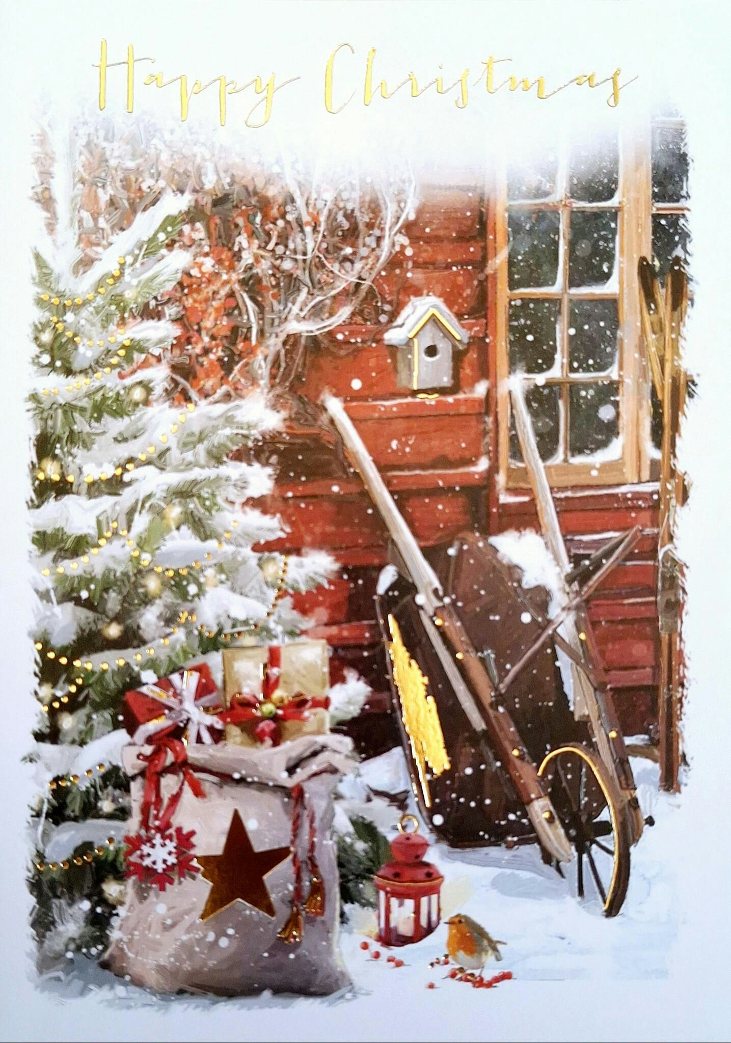 Dubbelt julkort med kuvert - Ledig skottkärra (Fraktfritt)