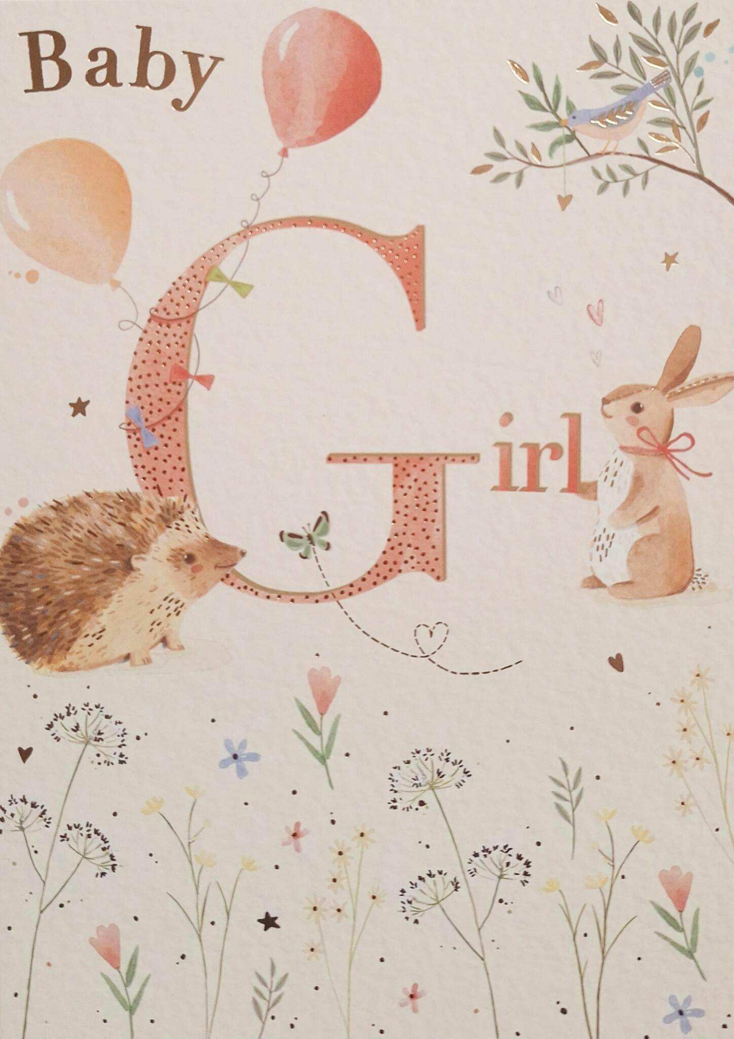 Dubbelt kort med kuvert - Baby Girl (Fraktfritt)