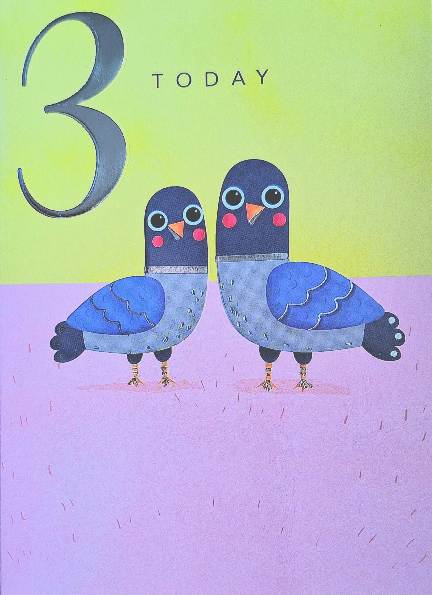 Dubbelt kort med kuvert - 3 år - Duvor (Fraktfritt)