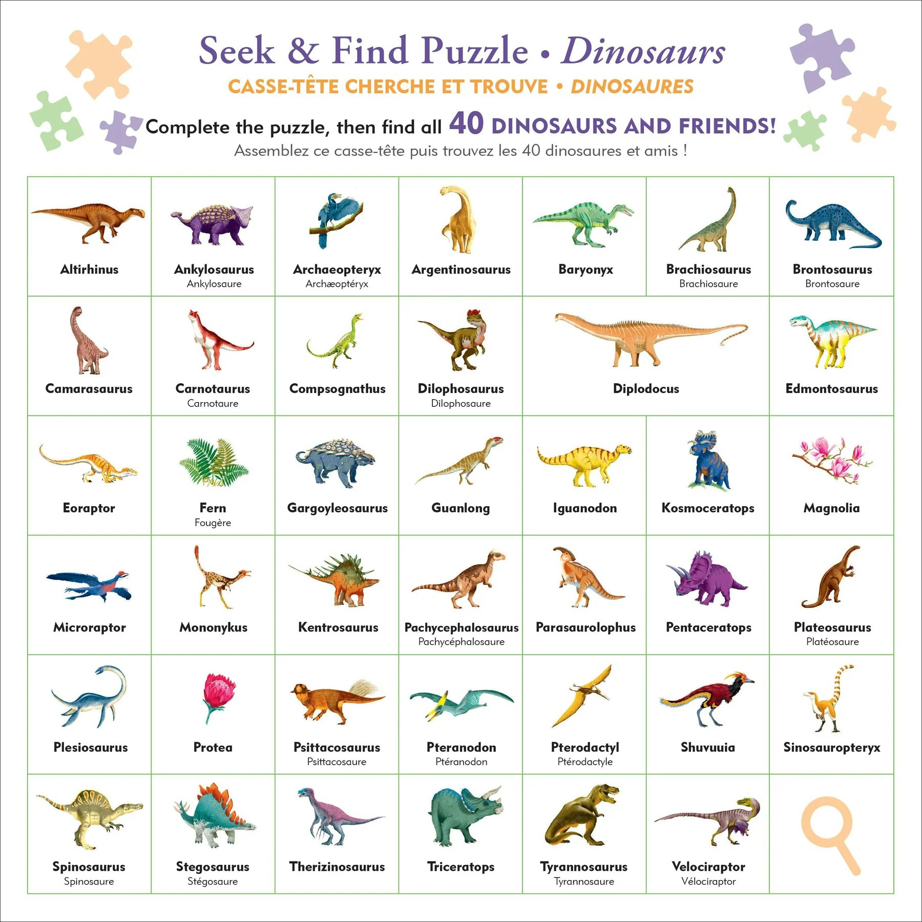 Lägg och Hitta - Lägg pusslet och leta i motivet - Dinosaurier (100 bitar)