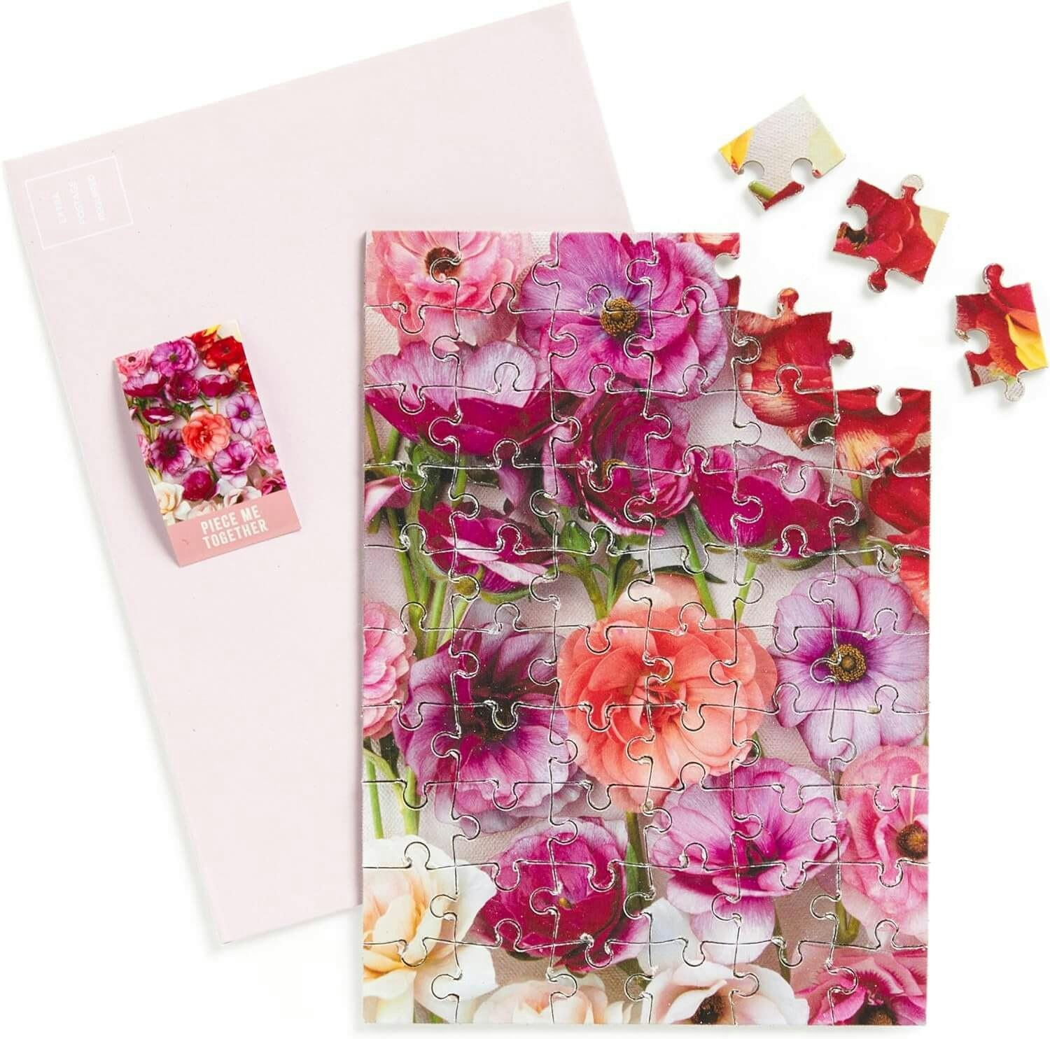 Pusselkort med kuvert - Blommor (Fraktfritt)