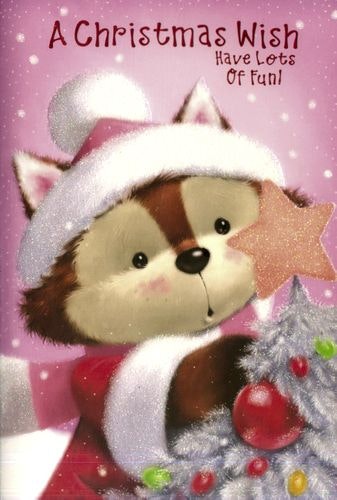 Julkort med kuvert -  Den glittrande stjärnan - Glitter (Fraktfritt)