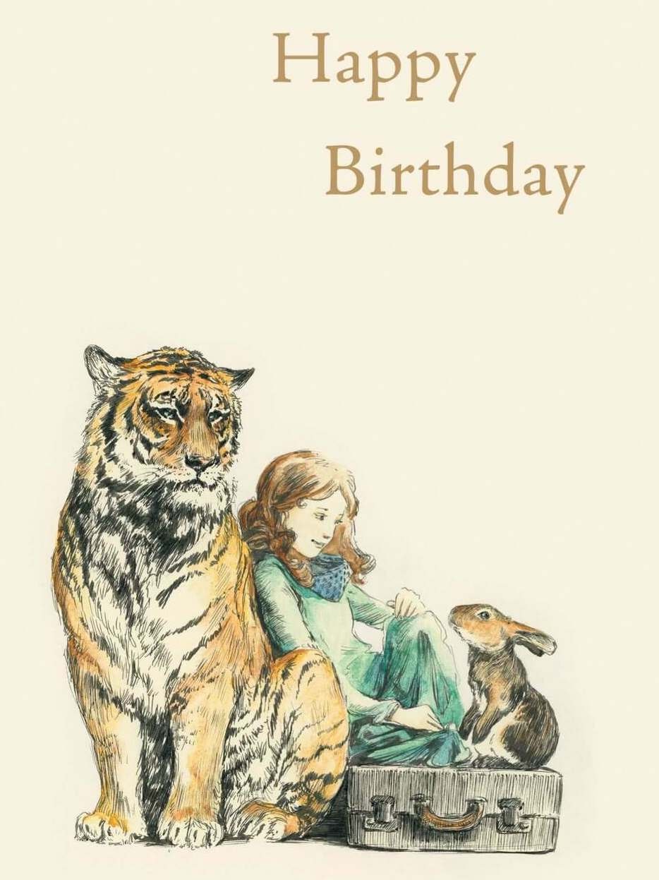 Dubbelt kort med kuvert - Tigern, flickan och kaninen (Fraktfritt)