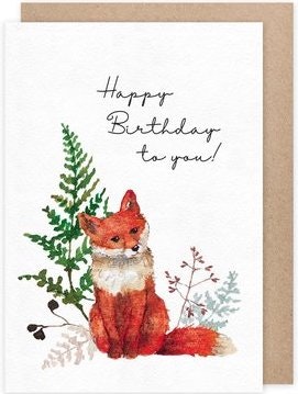 Kort med kuvert - Rävens Happy Birthday (Fraktfritt)