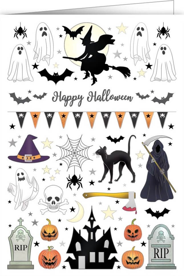 Dubbelt kort med kuvert - Glad spöklig halloween (Fraktfritt)