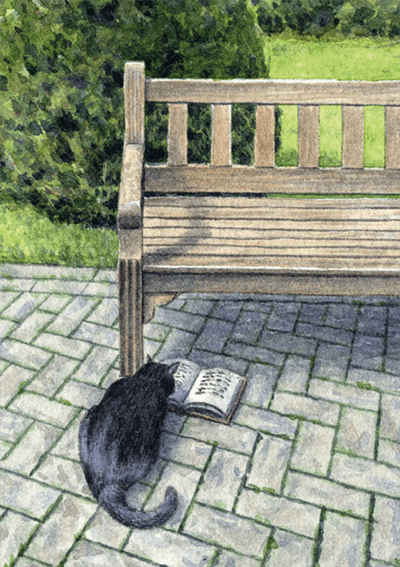 Enkelt Kort - Läsande katt (Fraktfritt)