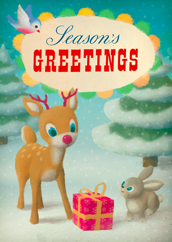 Kort med kuvert - Jul i skogen (glitter) (Fraktfritt)