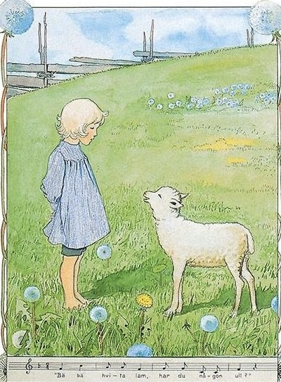 Enkelt Kort - Bä bä vita lamm (Fraktfritt)