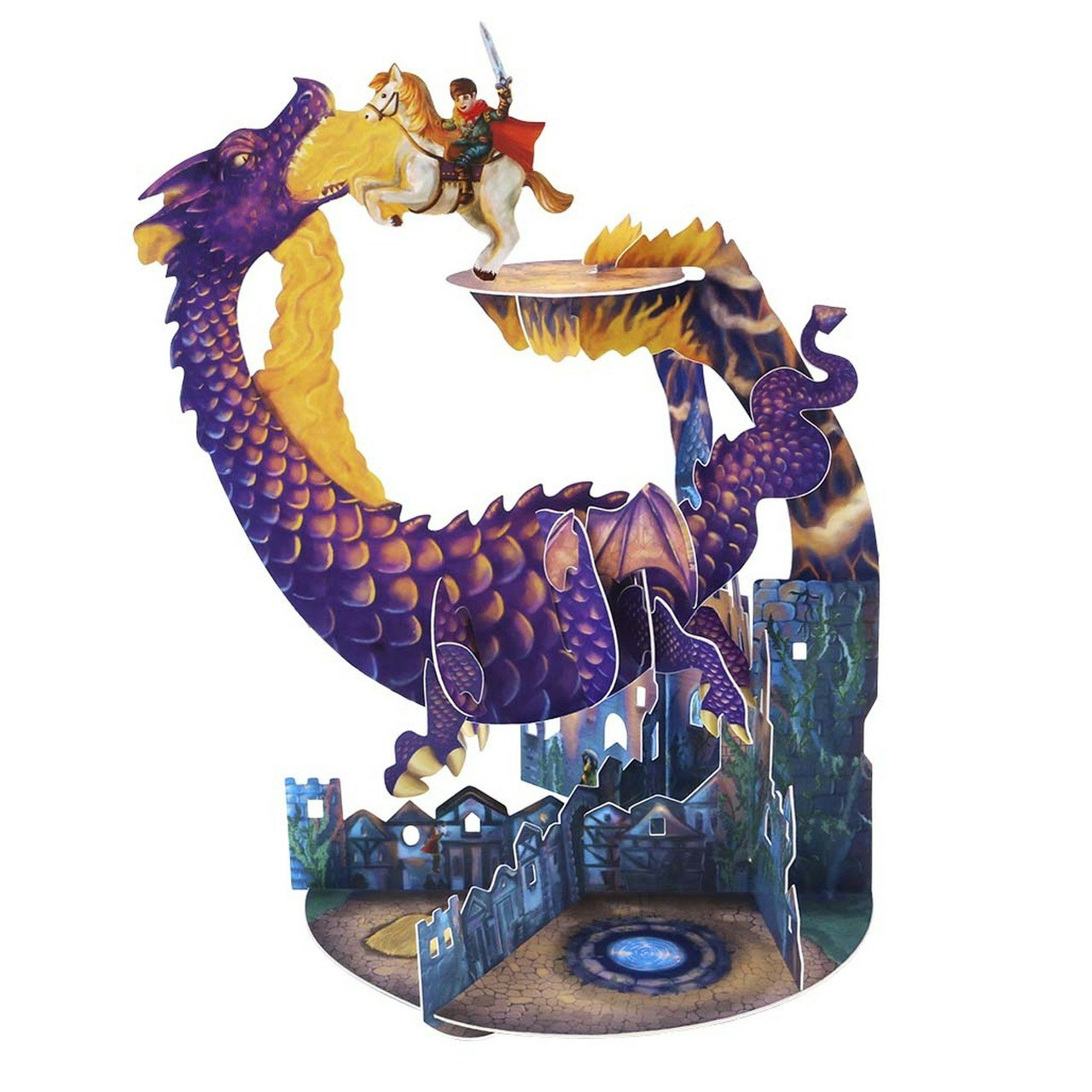 Magiskt gratulationskort med rörliga delar - Riddaren och draken (Fraktfritt)