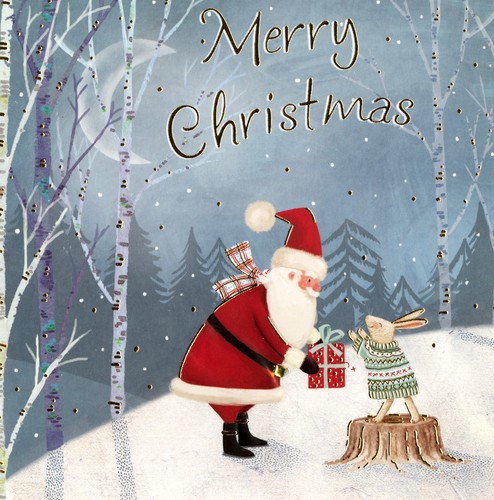 Julkort med kuvert - Tomten och haren (Fraktfritt)
