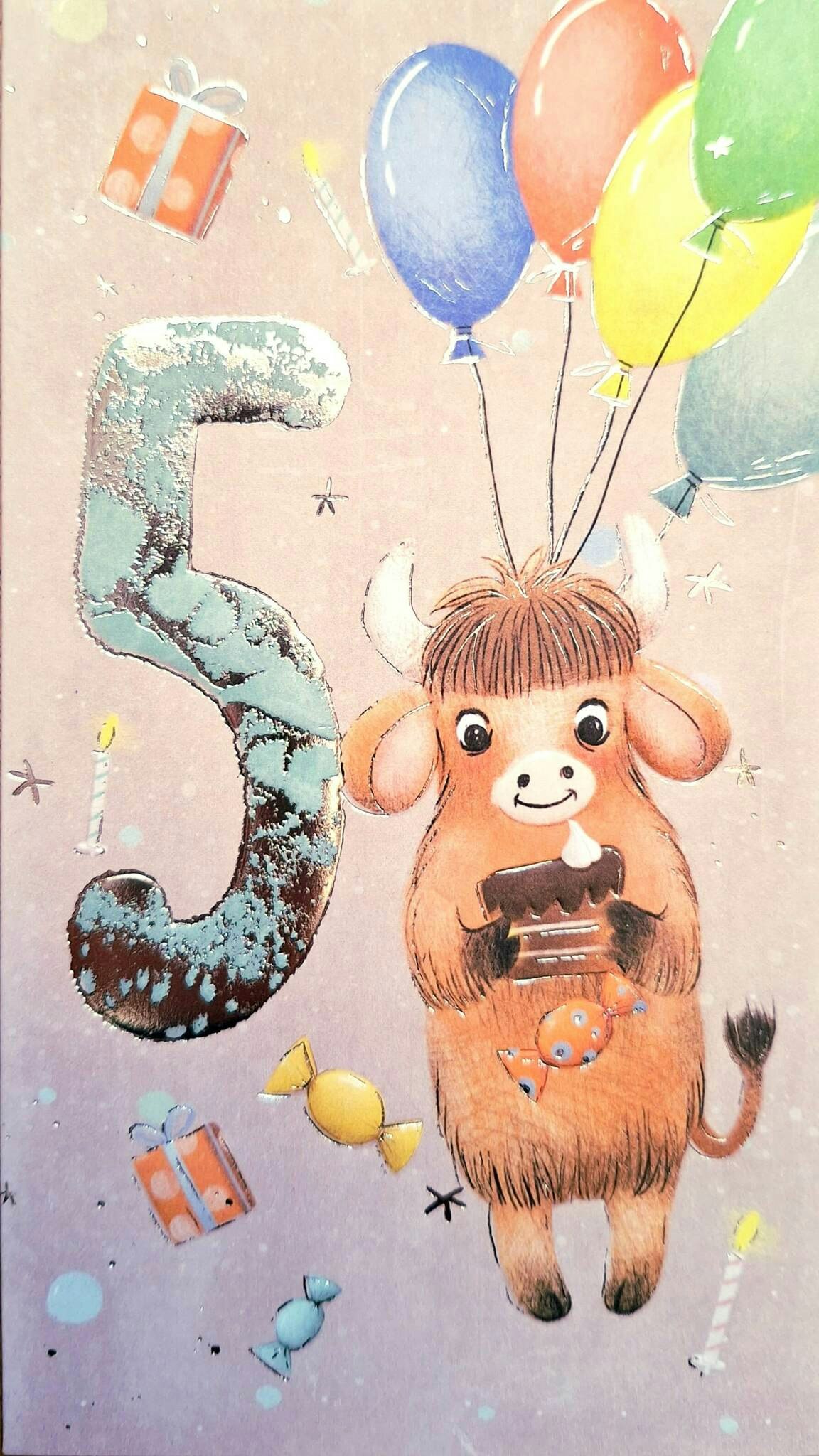 Dubbelt kort med kuvert - 5 år - Bisonoxe (Fraktfritt)
