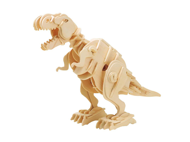 T-Rex Dinosaurie går och ryter. Byggsats att bygga själv. Klappa i händerna för att aktivera den