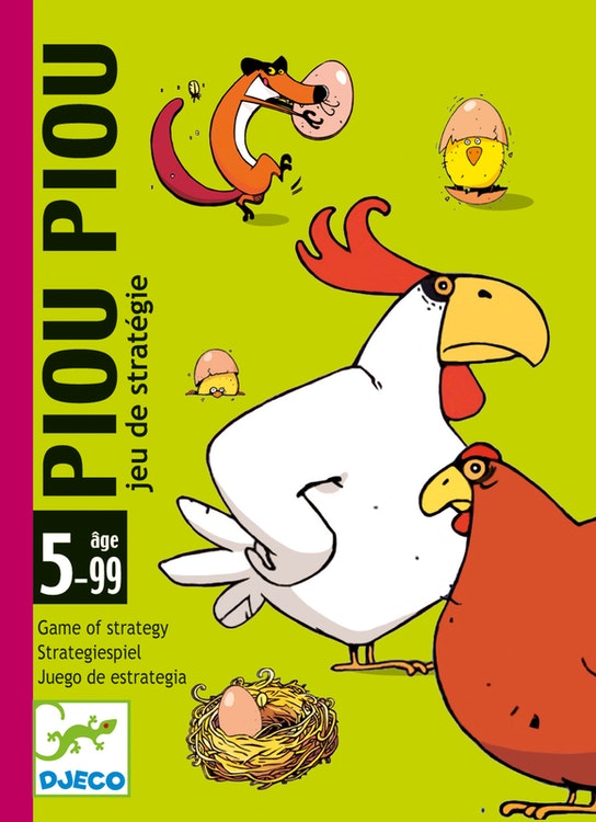 Piou Piou - Panik i hönsgården, rädda äggen från räven! kortspel för barn från Djeco