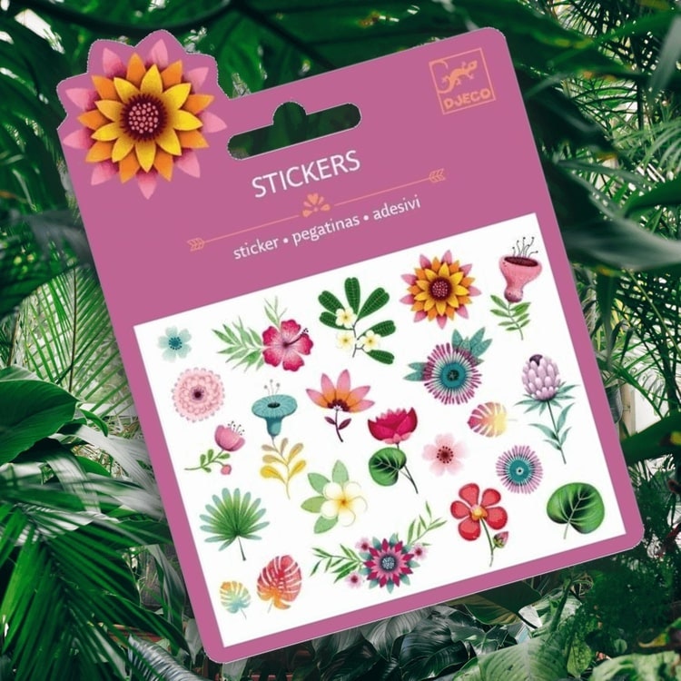 Mini Stickers Glitter - Tropical flowers från Djeco