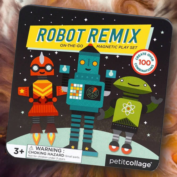 Robotarna - Magnetiskt lek i fin låda från Petit Collage