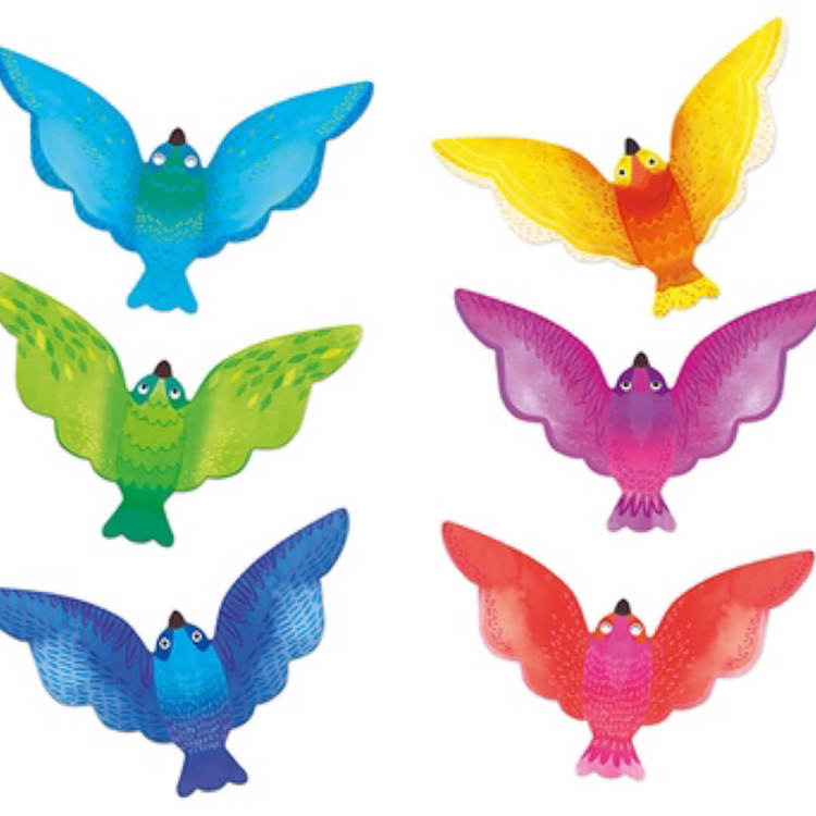 Balansfågel från Moulin Roty- Välj mellan 3 blå/gröna eller 3 gul/lila/röd