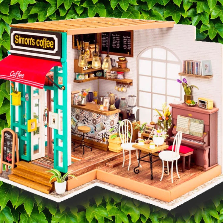 Byggsats - Pyssla ihop ditt eget café som en liten miniatyr
