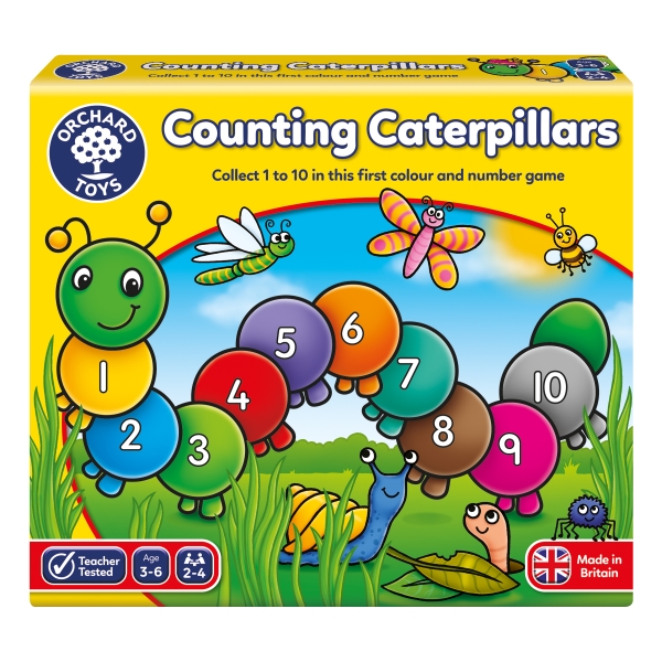 Räkna fjärilslarver -Spel där du övar både siffror och färger