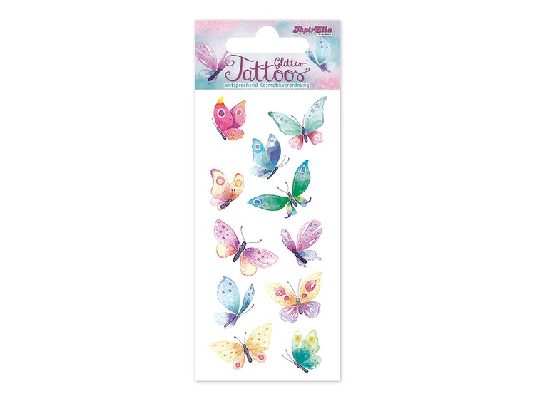 Tatueringar - Fjärilar med glitter (Fraktfritt)