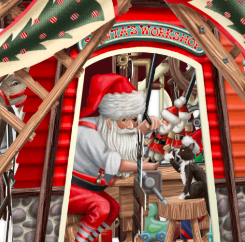 Magiskt julkort - Tomtefabriken i väderkvarnen (Fraktfritt)