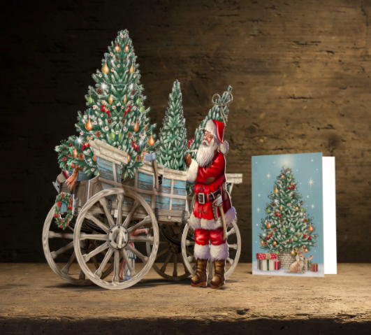 Magiskt julkort - Tomtens vagn (Fraktfritt)