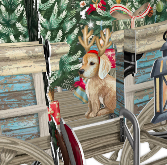 Magiskt julkort - Tomtens vagn (Fraktfritt)